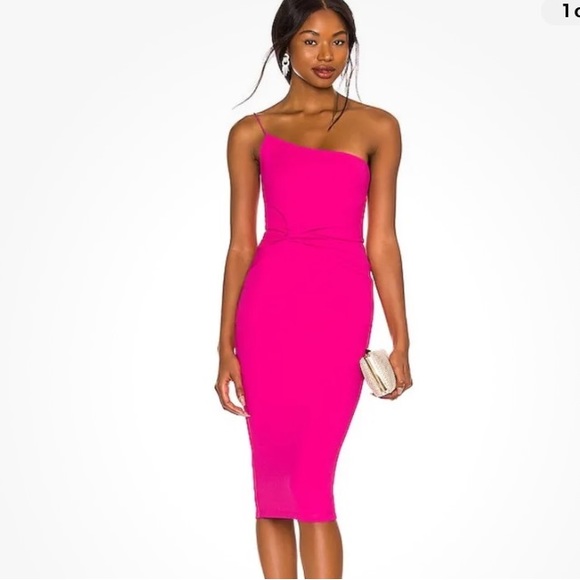 Nookie Women’s Lust Dress Pink Small One Shoulder Midi Revolve Bodycon - Picture 4 of 11